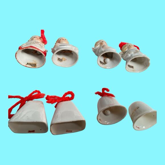 Vtg Set Of 8 Christmas Bells And Angel Bells Hanging Ornaments Japan Miniature - Picture 3 of 10